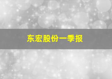 东宏股份一季报