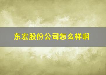 东宏股份公司怎么样啊