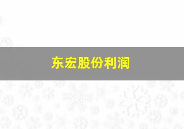 东宏股份利润