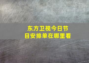 东方卫视今日节目安排单在哪里看