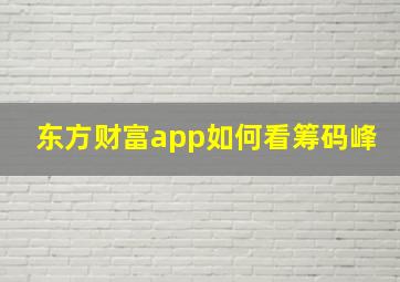 东方财富app如何看筹码峰