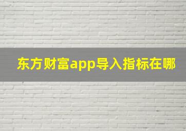 东方财富app导入指标在哪