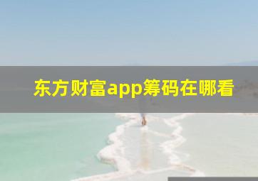 东方财富app筹码在哪看