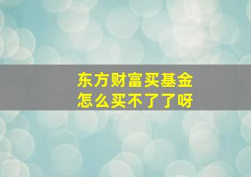 东方财富买基金怎么买不了了呀