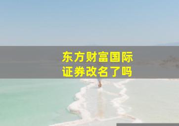 东方财富国际证券改名了吗