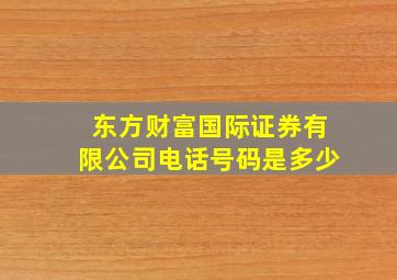 东方财富国际证券有限公司电话号码是多少