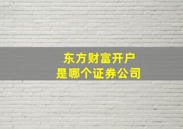 东方财富开户是哪个证券公司