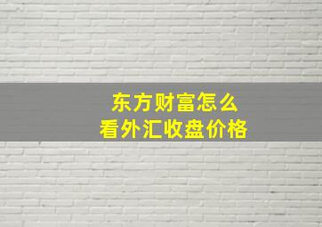 东方财富怎么看外汇收盘价格