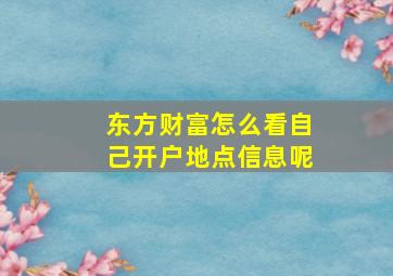 东方财富怎么看自己开户地点信息呢