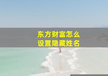 东方财富怎么设置隐藏姓名