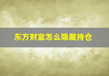 东方财富怎么隐藏持仓