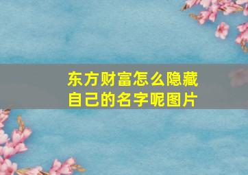 东方财富怎么隐藏自己的名字呢图片