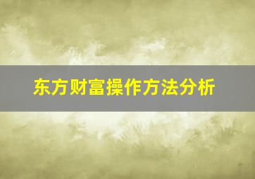 东方财富操作方法分析