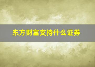 东方财富支持什么证券