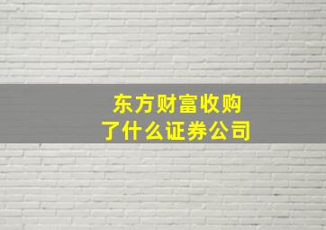 东方财富收购了什么证券公司