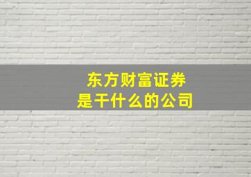 东方财富证券是干什么的公司