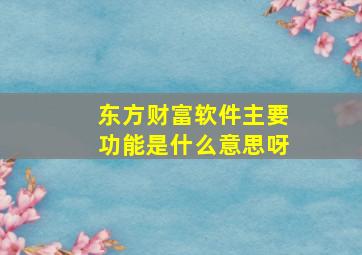 东方财富软件主要功能是什么意思呀