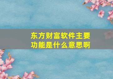 东方财富软件主要功能是什么意思啊