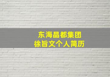 东海晶都集团徐旨文个人简历