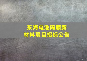 东海电池隔膜新材料项目招标公告