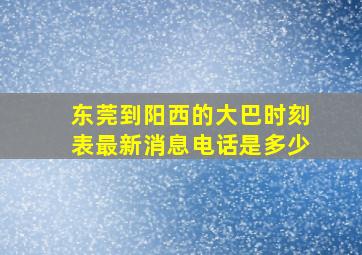 东莞到阳西的大巴时刻表最新消息电话是多少