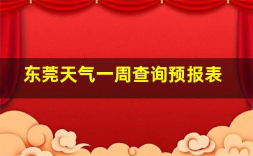 东莞天气一周查询预报表