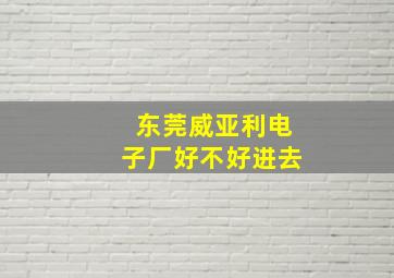 东莞威亚利电子厂好不好进去