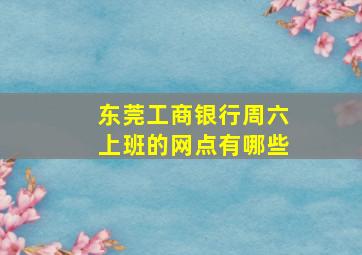 东莞工商银行周六上班的网点有哪些