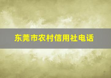 东莞市农村信用社电话