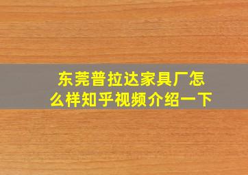 东莞普拉达家具厂怎么样知乎视频介绍一下