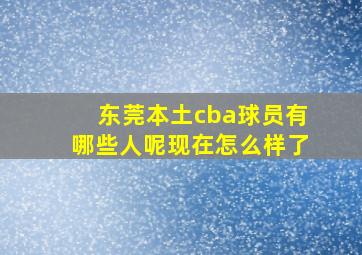 东莞本土cba球员有哪些人呢现在怎么样了