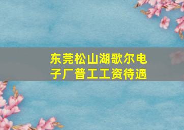 东莞松山湖歌尔电子厂普工工资待遇