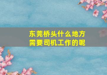 东莞桥头什么地方需要司机工作的呢