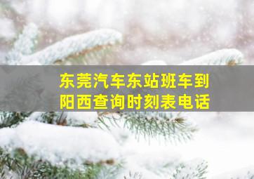 东莞汽车东站班车到阳西查询时刻表电话