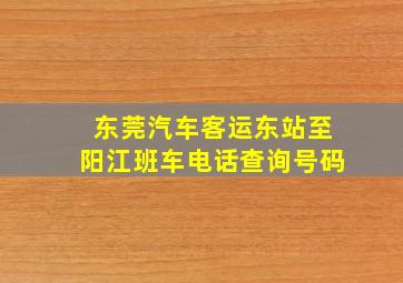 东莞汽车客运东站至阳江班车电话查询号码