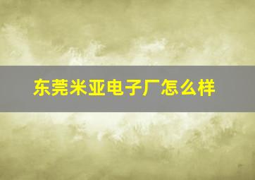 东莞米亚电子厂怎么样