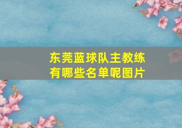 东莞蓝球队主教练有哪些名单呢图片