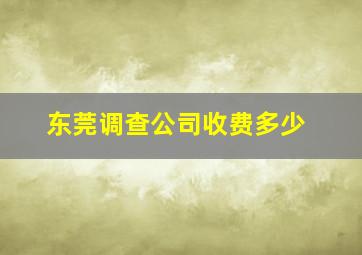 东莞调查公司收费多少