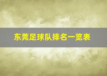 东莞足球队排名一览表