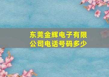 东莞金辉电子有限公司电话号码多少