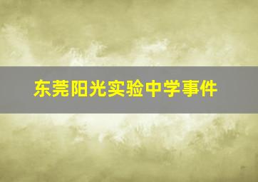 东莞阳光实验中学事件