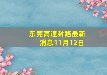 东莞高速封路最新消息11月12日