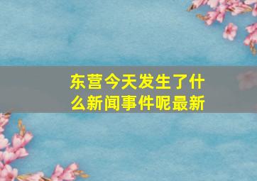 东营今天发生了什么新闻事件呢最新