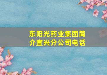 东阳光药业集团简介宜兴分公司电话