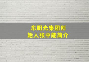 东阳光集团创始人张中能简介