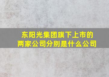 东阳光集团旗下上市的两家公司分别是什么公司