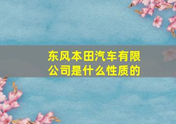 东风本田汽车有限公司是什么性质的