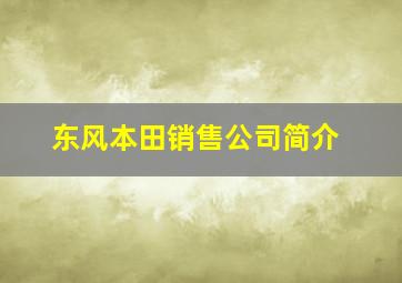 东风本田销售公司简介