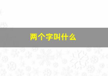 两个字叫什么