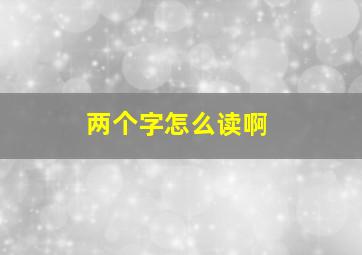 两个字怎么读啊